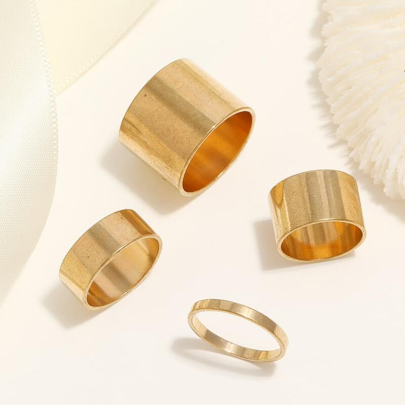 4pcs Minimalist Ring, Gold