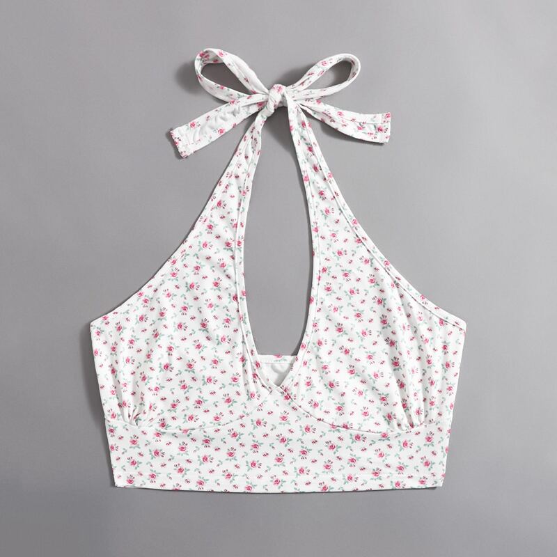 

Ditsy Floral Halter Crop Top, Multicolor