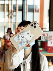 Floral Cat Print Phone Case - Clear - View 2