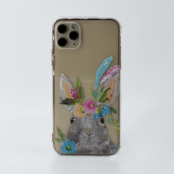 

Floral Rabbit Print Phone Case, Clear