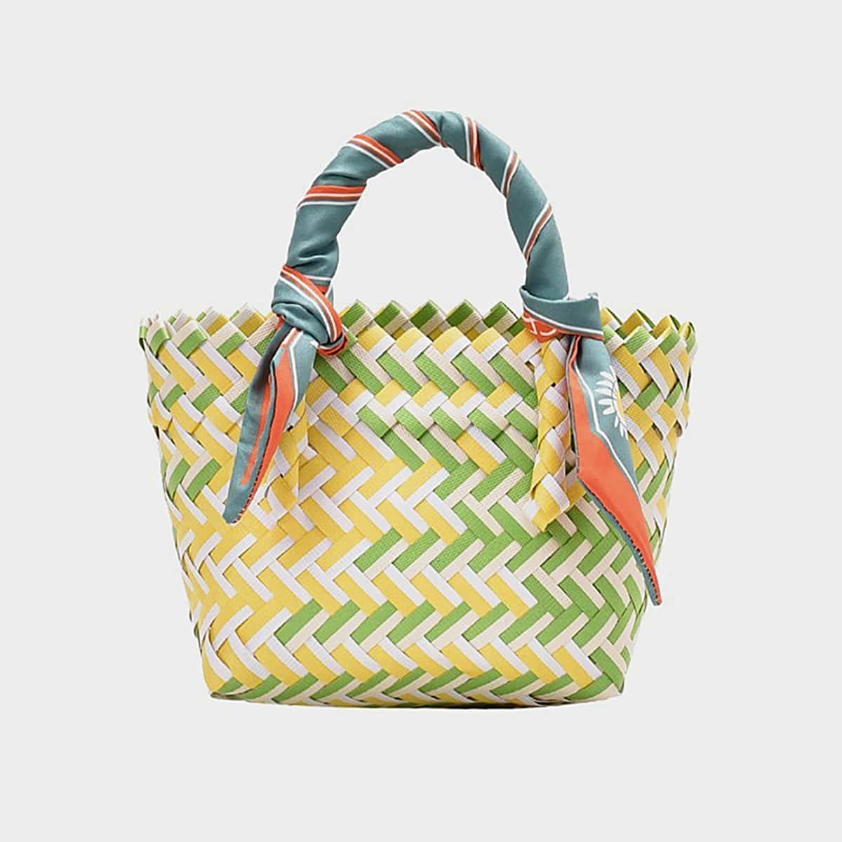 

Colorful Braided Satchel Bag, Multicolor