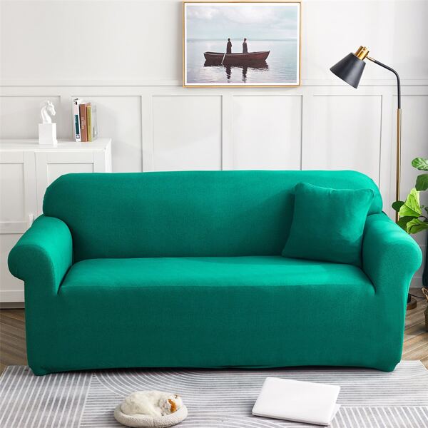 

Plain Sofa Cover & 1pc Cushion Cover Without Filler, Green