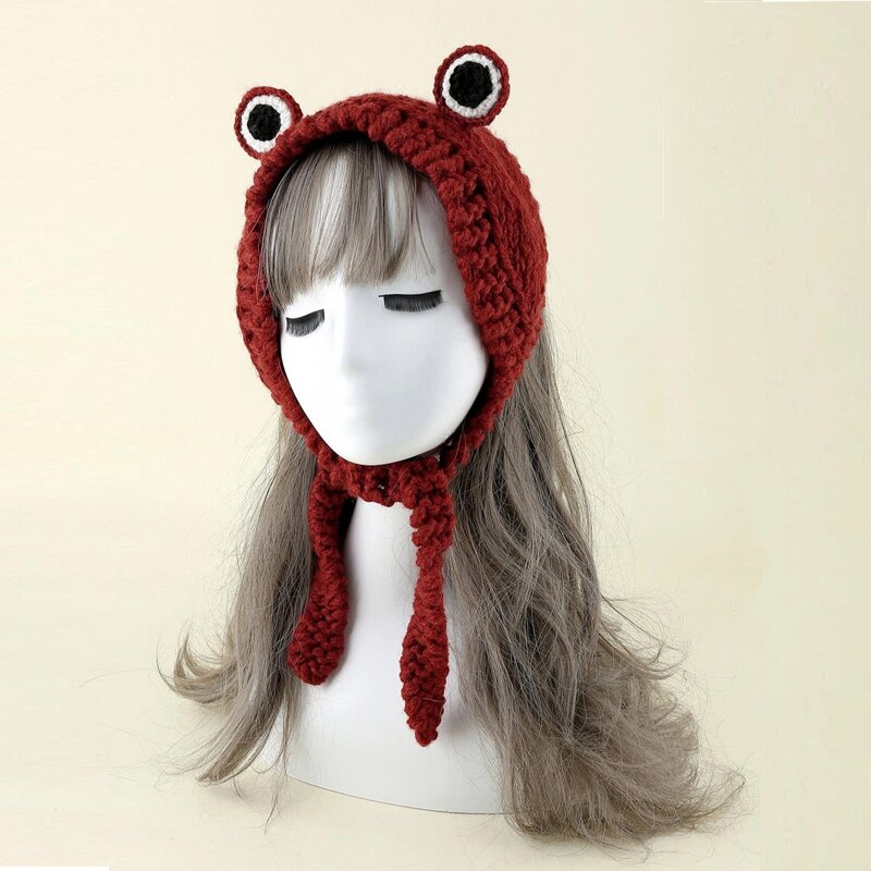 

Frog Design Knit Hat, Burgundy