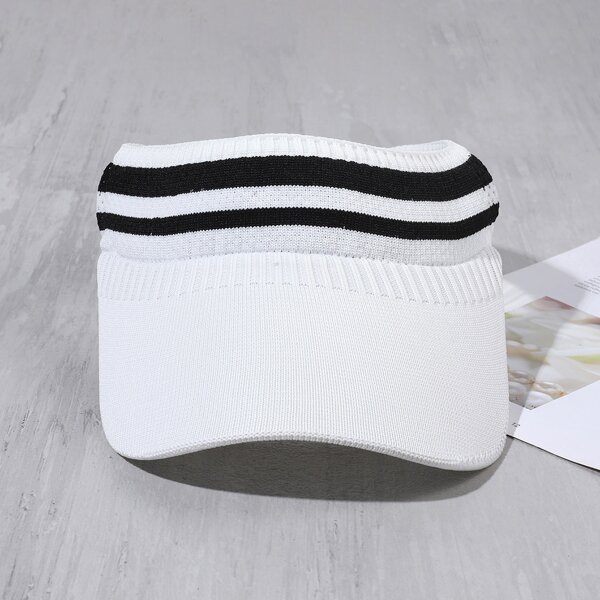 

Striped Visor Hat, White