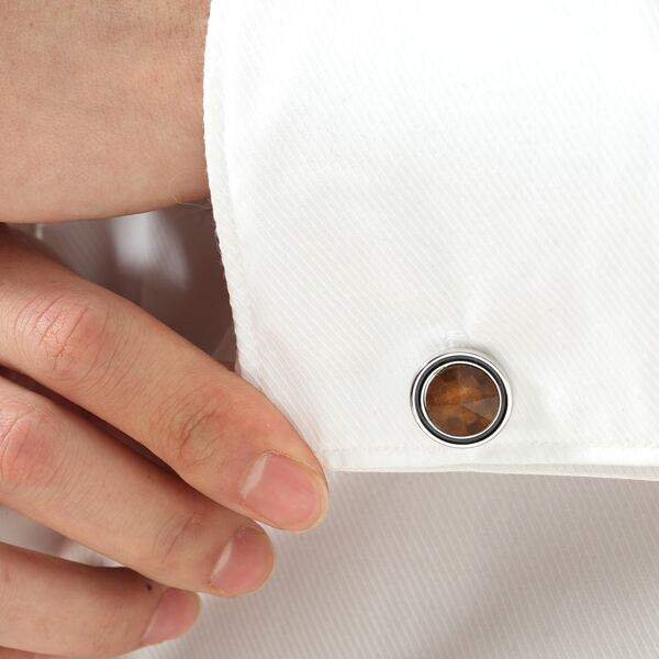 

Men Round Cufflinks, Coffee brown
