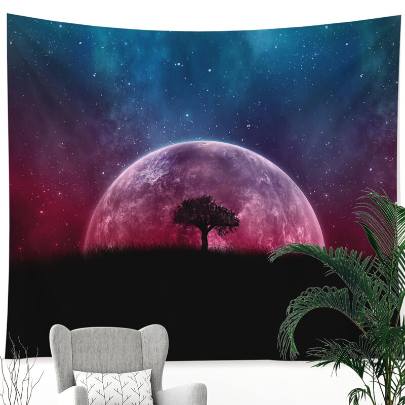 

Tree & Moon Print Tapestry, Multicolor