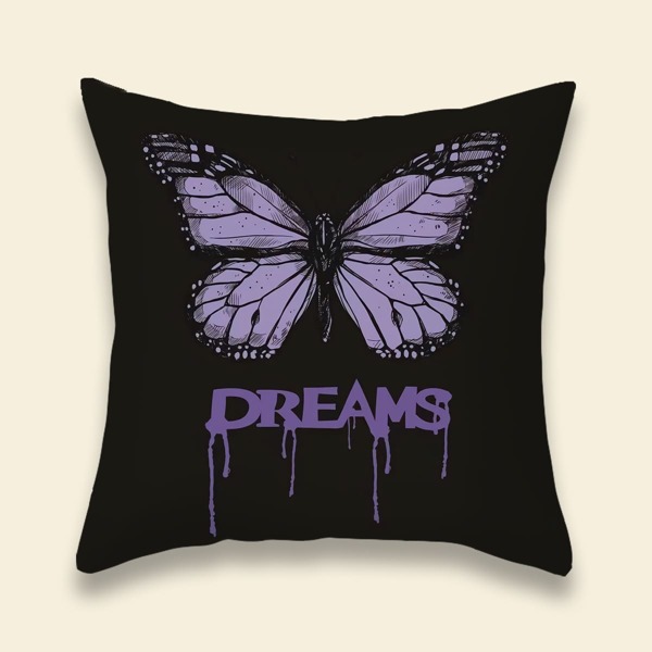 

Butterfly Print Cushion Cover Without Filler, Multicolor