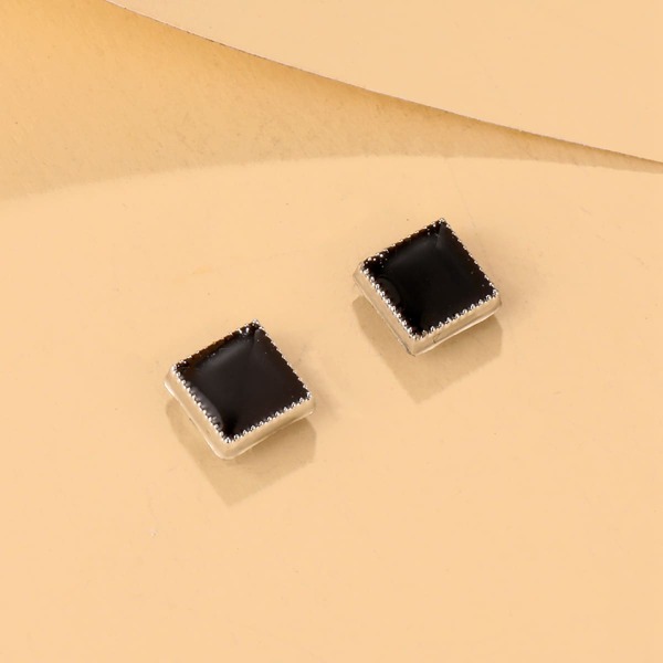 

Men Geo Shaped Stud Earrings, Black