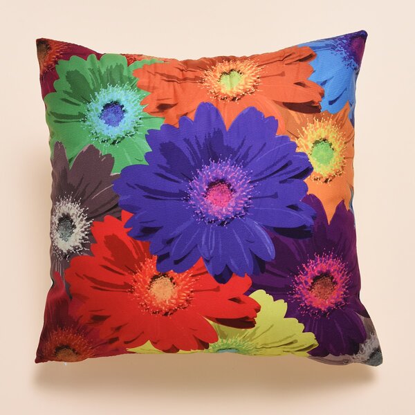 

Flower Print Cushion Cover Without Filler, Multicolor
