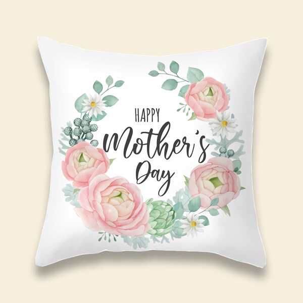 

Flower Print Mother's Day Cushion Cover Without Filler, Multicolor