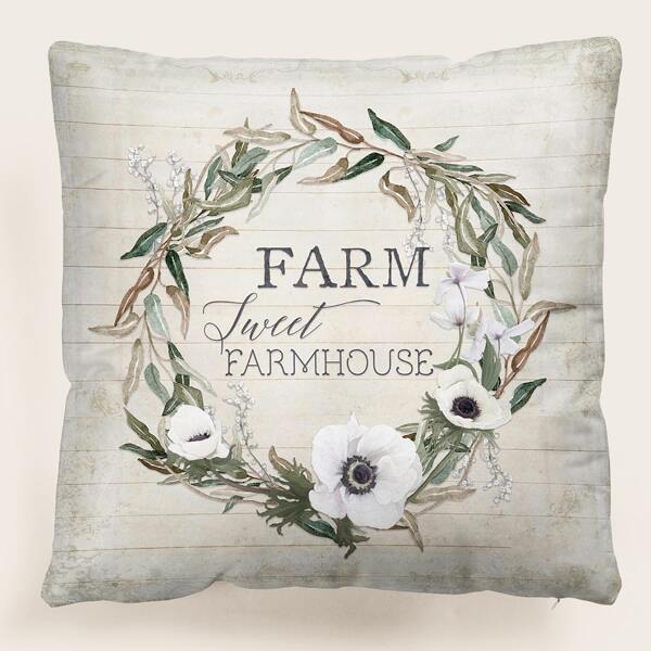 

Wreath Print Cushion Cover Without Filler, Multicolor