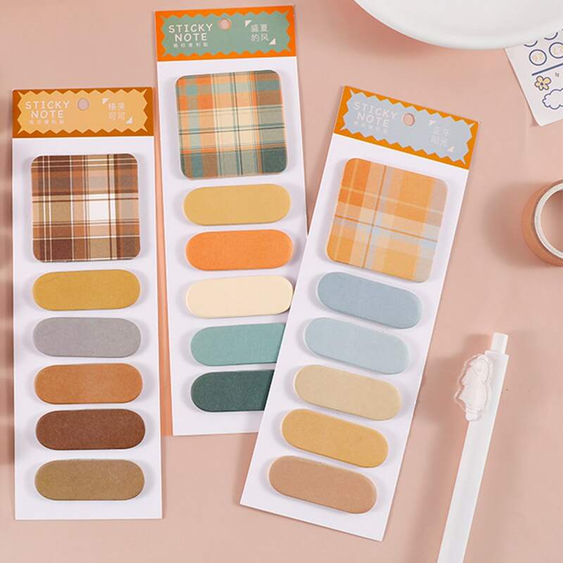 

1pack Random Plaid Sticky Note, Multicolor