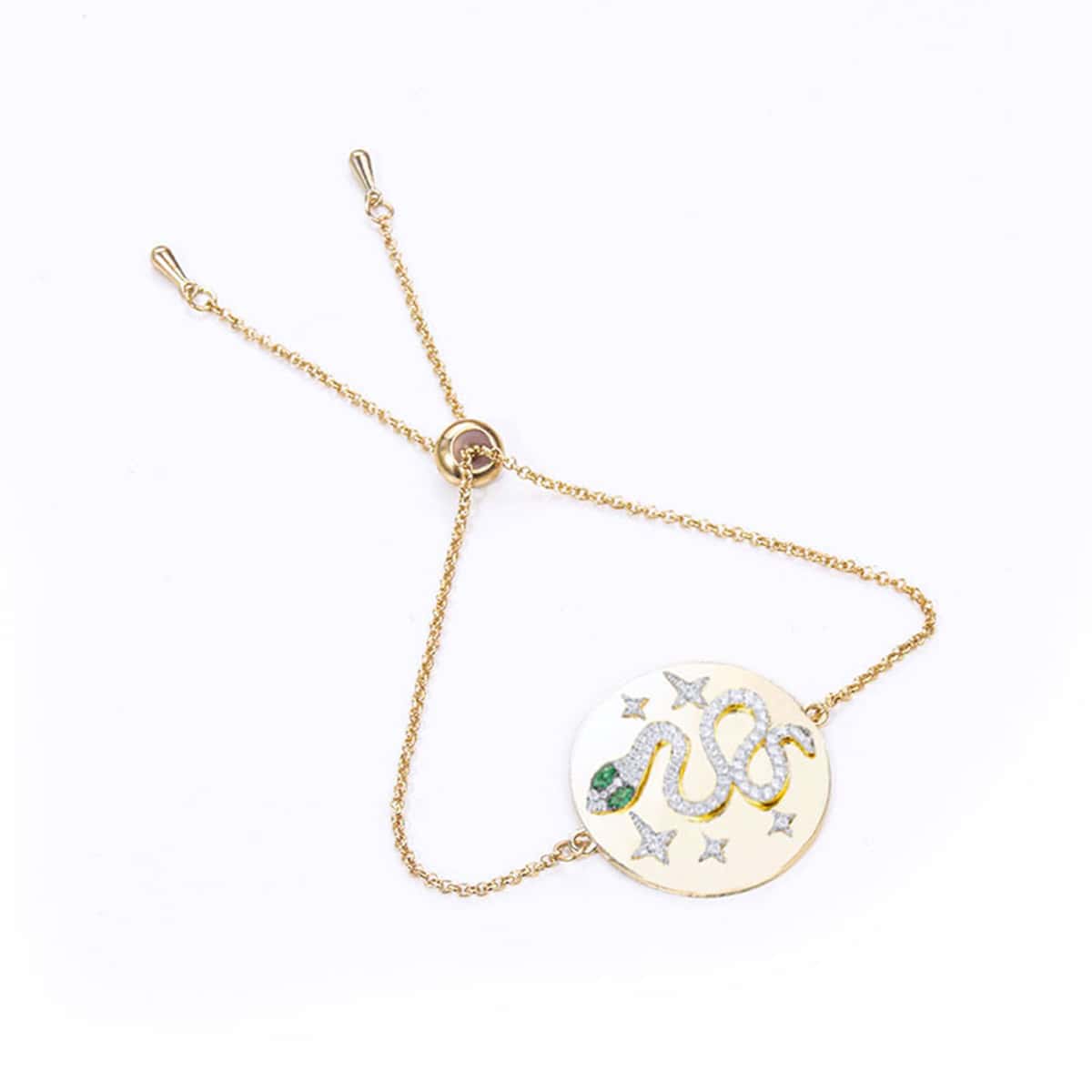 

Rhinestone Snake Coin Bracelet, Gold