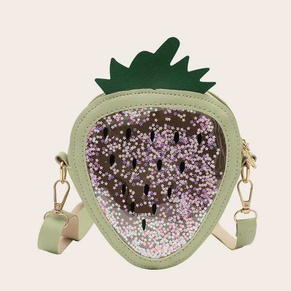 

Girls Clear Strawberry Design Crossbody Bag, Multicolor
