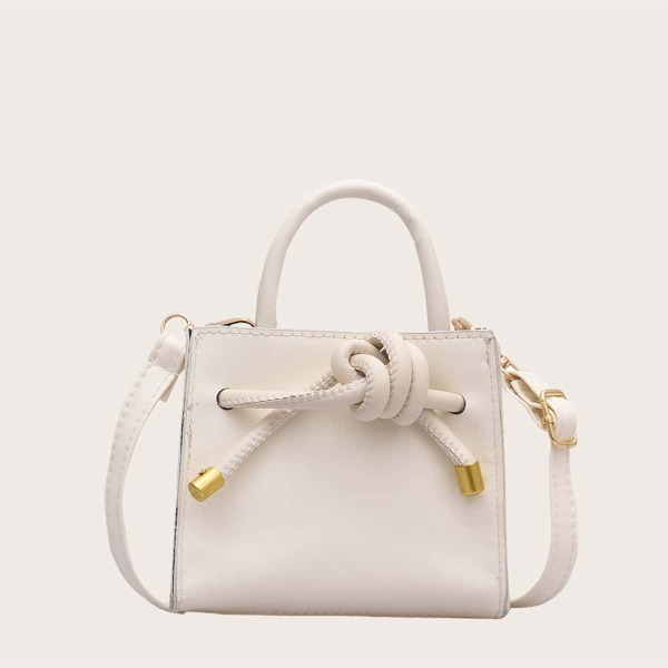 

Girls Knot Decor Satchel Bag, White