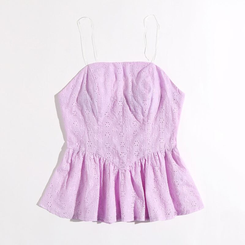 

Eyelet Embroidery Peplum Cami, Lilac purple