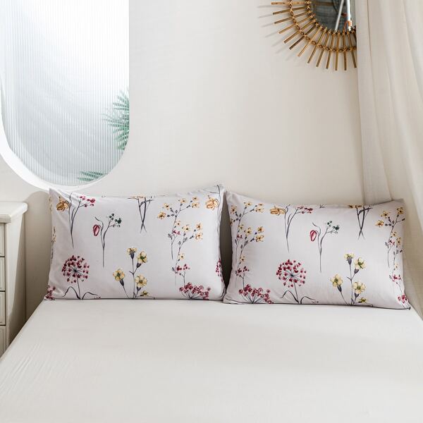 

1pair Flower Print Pillowcase Without Filler, Multicolor