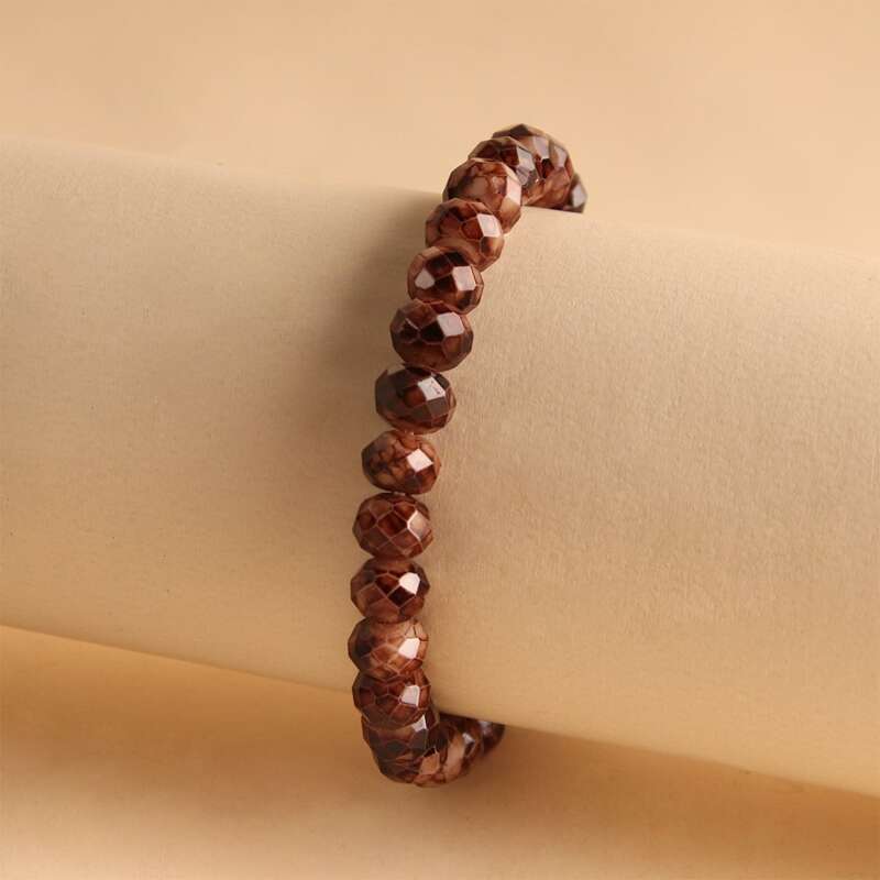 

Simple Beaded Bracelet, Coffee brown