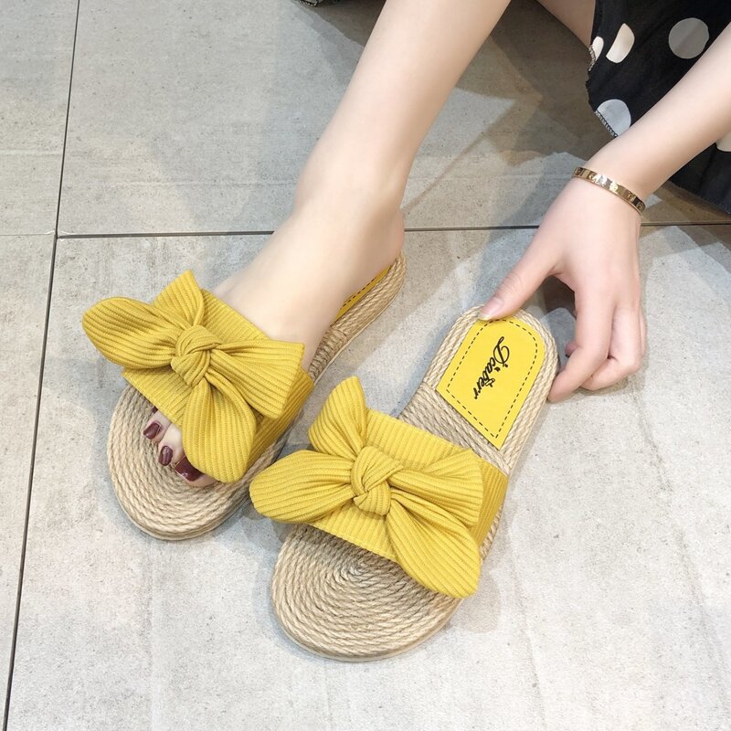 

Bow Knot Slide Sandals, Yellow