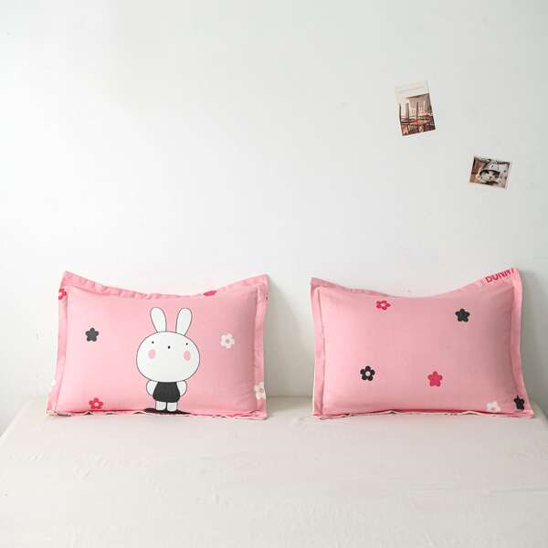 

1pair Cartoon Graphic Pillowcase Without Filler, Pink