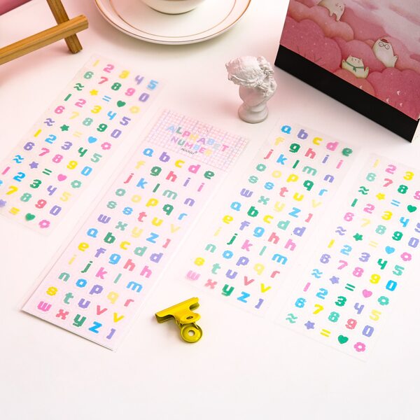 

2sheets Alphabet & Number Sticker, Multicolor