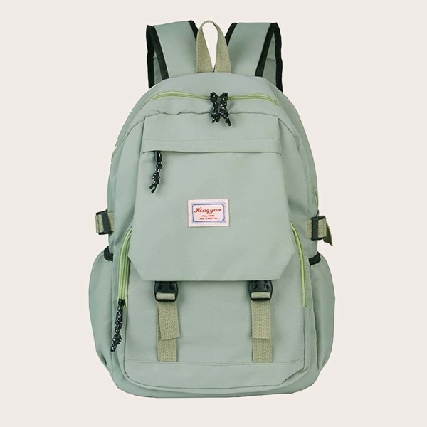 

Letter Patch Large Capacity Backpack, Green