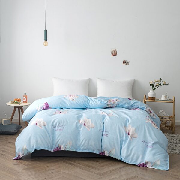 

Flower Print Duvet Cover Without Filler, Blue