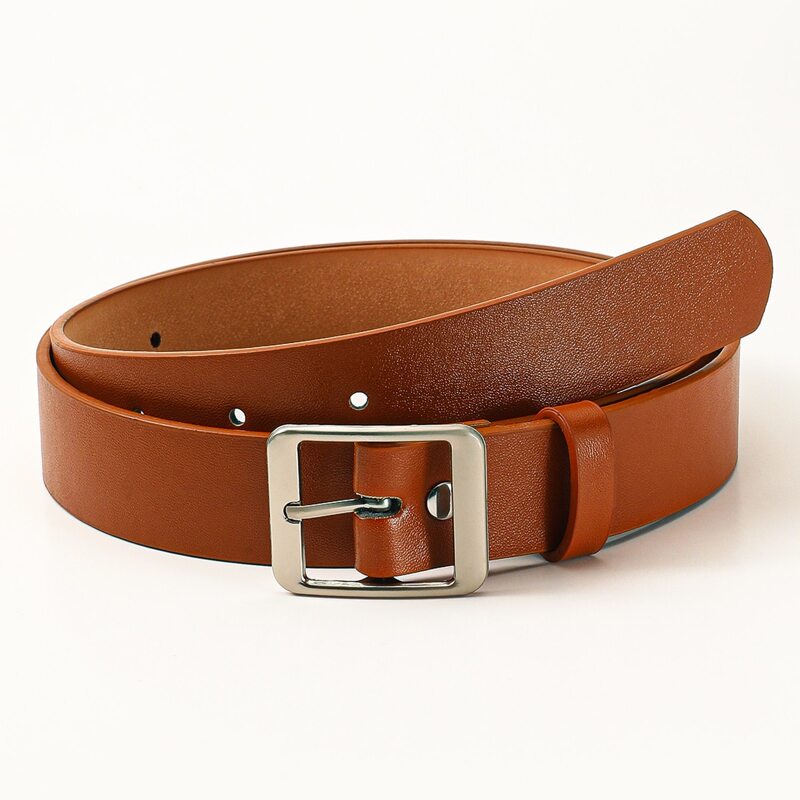 

Square Buckle PU Belt, Camel