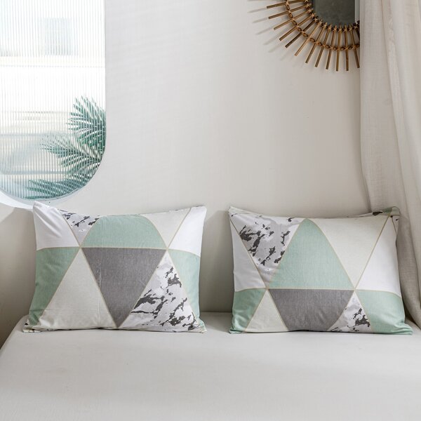 

1pair Geometric Pattern Pillowcase Without Filler, Multicolor