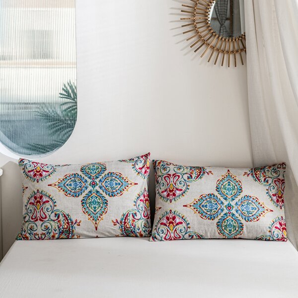 

1pair Vintage Pattern Pillowcase Without Filler, Multicolor