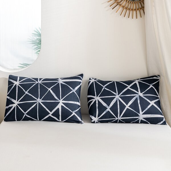

1pair Geometric Pattern Pillowcase Without Filler, Multicolor