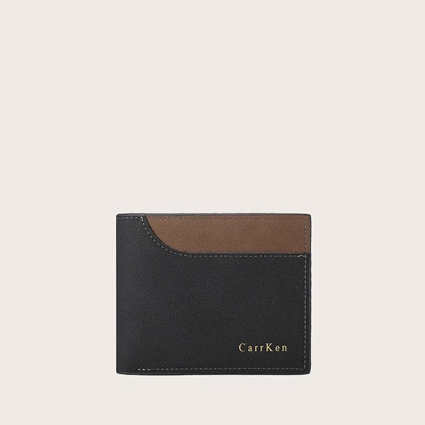 

Men Letter Graphic Small Wallet, Black