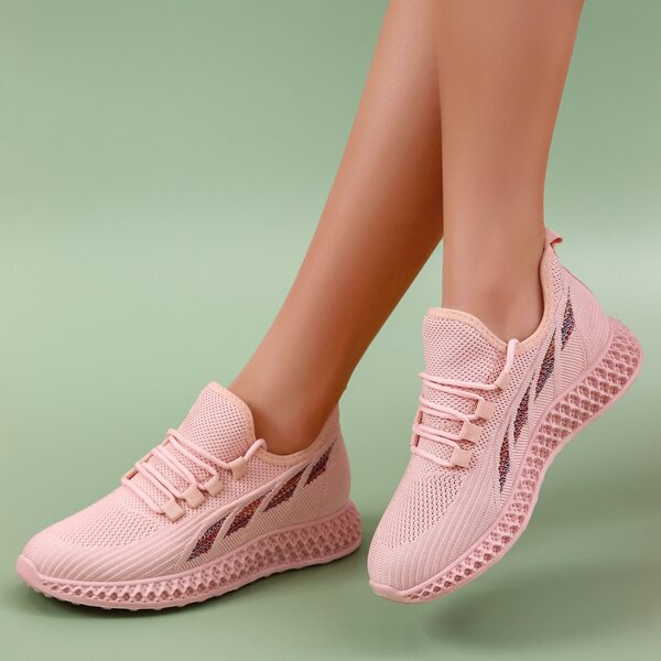 

Lace Up Decor Running Shoes, Pink