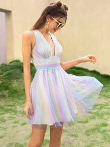 Double Crazy Đầm Dây kéo Cà vạt nhuộm Boho - Nhiều màu - Xem 3