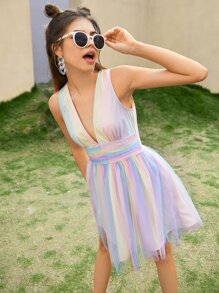 Double Crazy Đầm Dây kéo Cà vạt nhuộm Boho - Nhiều màu - Xem 5