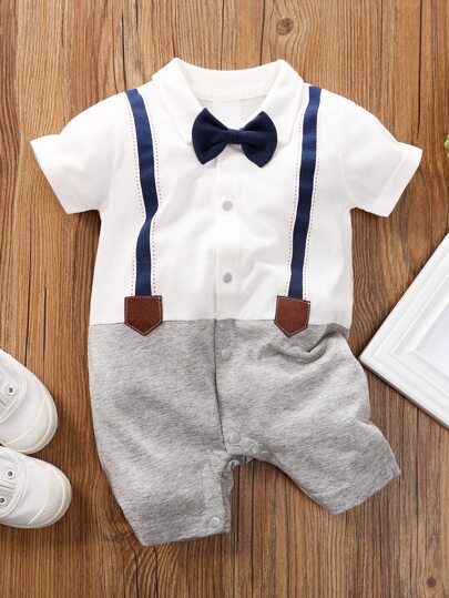 Yierying رومبير في 2 في 1 بأزرار امامي وفيونكة للاولاد الاطفال