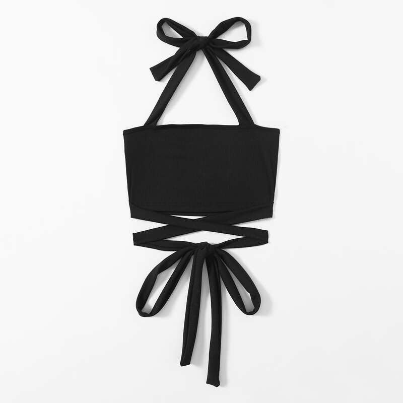 

Criss Cross Halter Top, Black