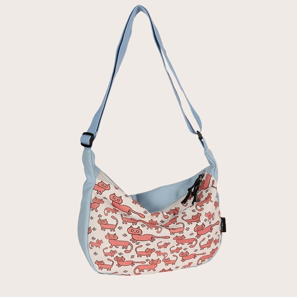 

Cartoon Graphic Crossbody Bag, Blue