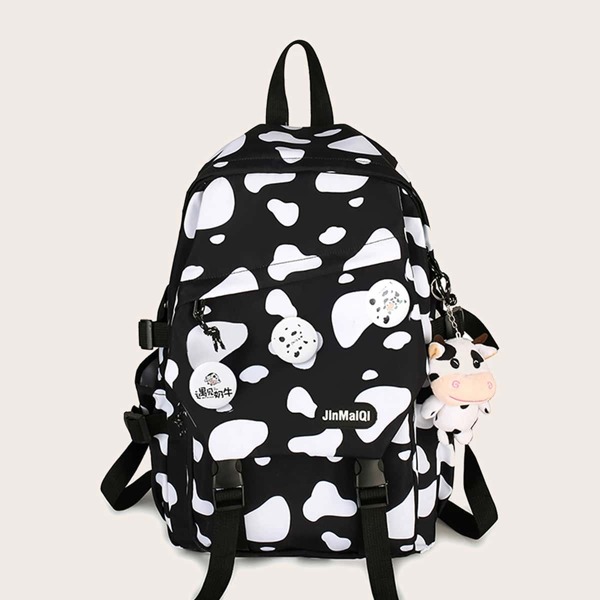 

Cow Print Backpack, Black and white