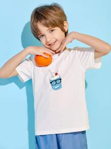 Camiseta con estampado de dibujos animados - Blanco - Ver 1