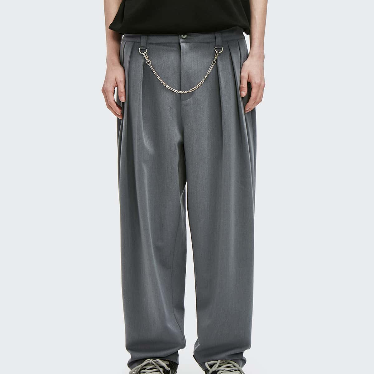 

Guys Chain Detail Wide Leg Pants, Grey