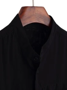 Manfinity 男士素色紐扣襯衫 - 黑色 - 查看 4