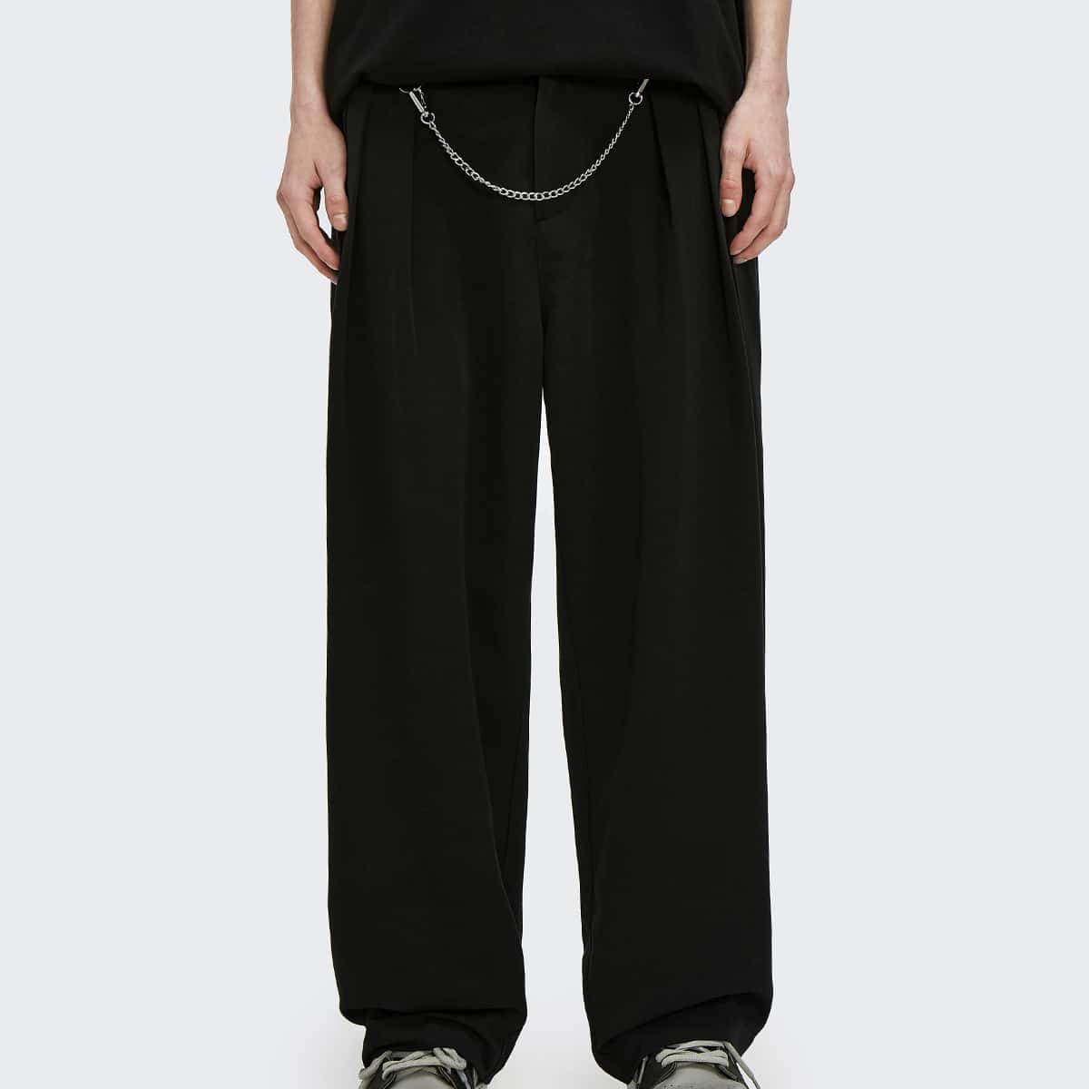 

Guys Chain Detail Wide Leg Pants, Black