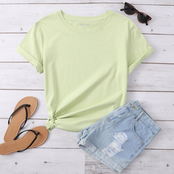

Rainbow Print Short Sleeve Tee, Mint green