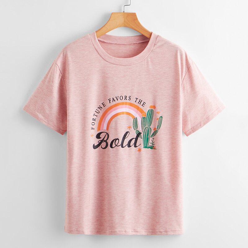 

Slogan Cactus Graphic Tee, Dusty pink