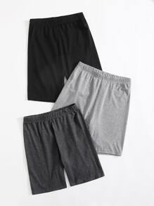 CovetEZ talla grande 3 paquetes de shorts de ciclista lisos - Multicolor - Ver 1