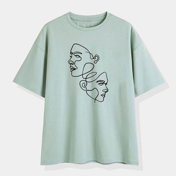 

Men Stick Figure Print Tee, Mint green