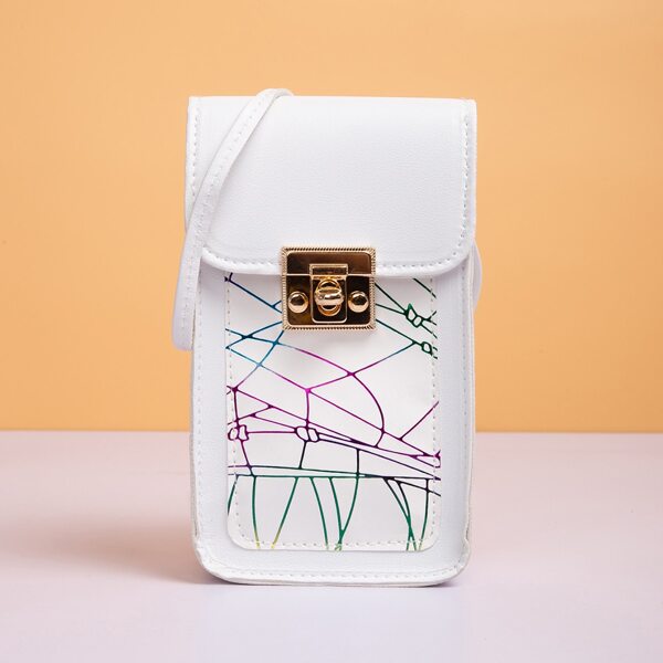 

Geo Pattern Flap Phone Bag, White