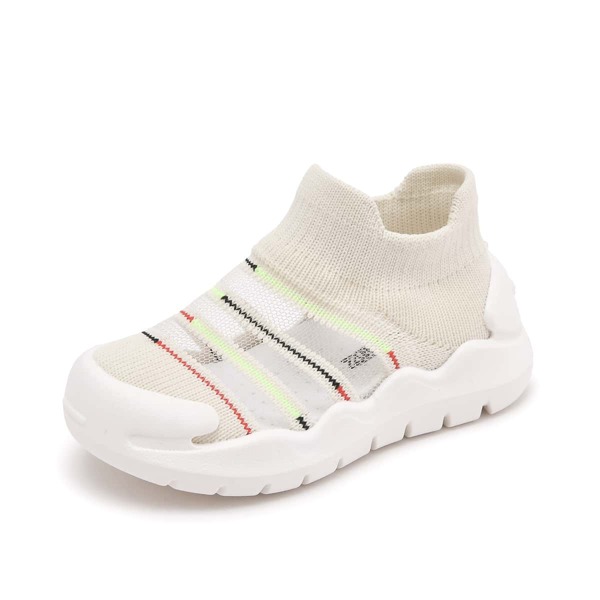 

Toddler Girls Striped Knit Sneakers, Beige