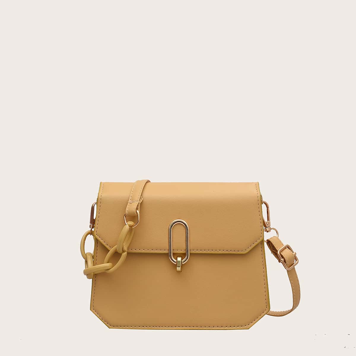 

Solid Flap Crossbody Bag, Yellow